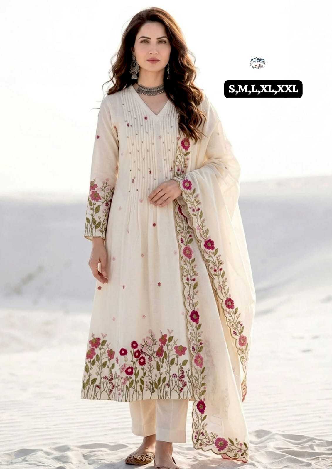 Chanderi Silk Embroidered Kurti in Baby Pink