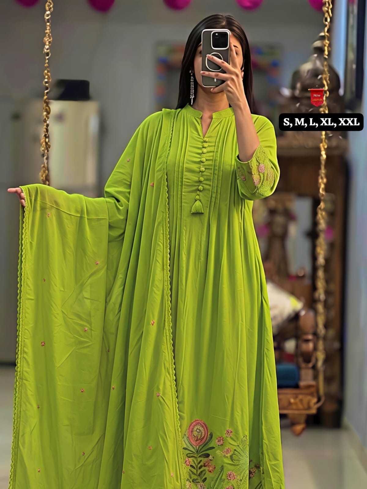 Chanderi Silk Designer Kurti in Light Green