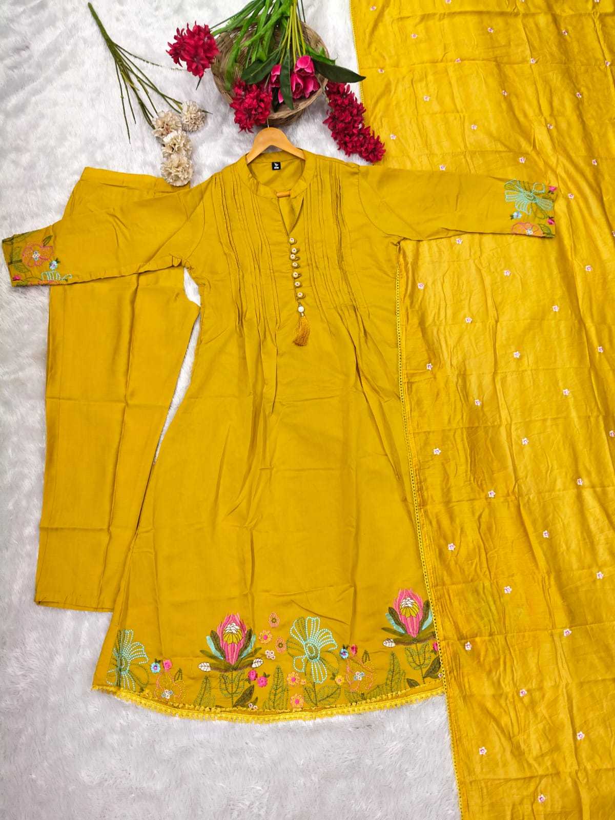Chanderi Silk Designer Kurti in Light Green