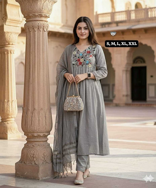 Viscose Embroidery Suit 3001