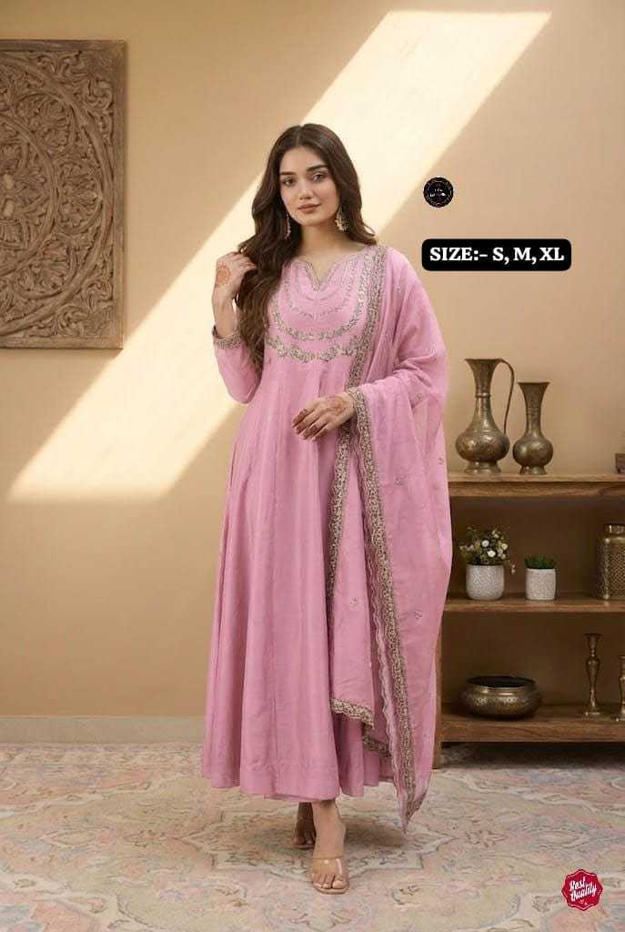 Vichitra Silk Embroidered Kurti in Baby Pink