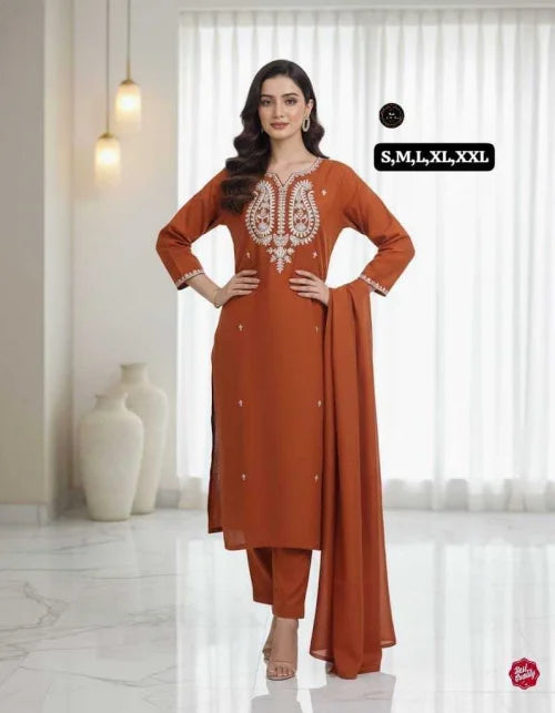 Chanderi Silk Embroidered Kurti in White