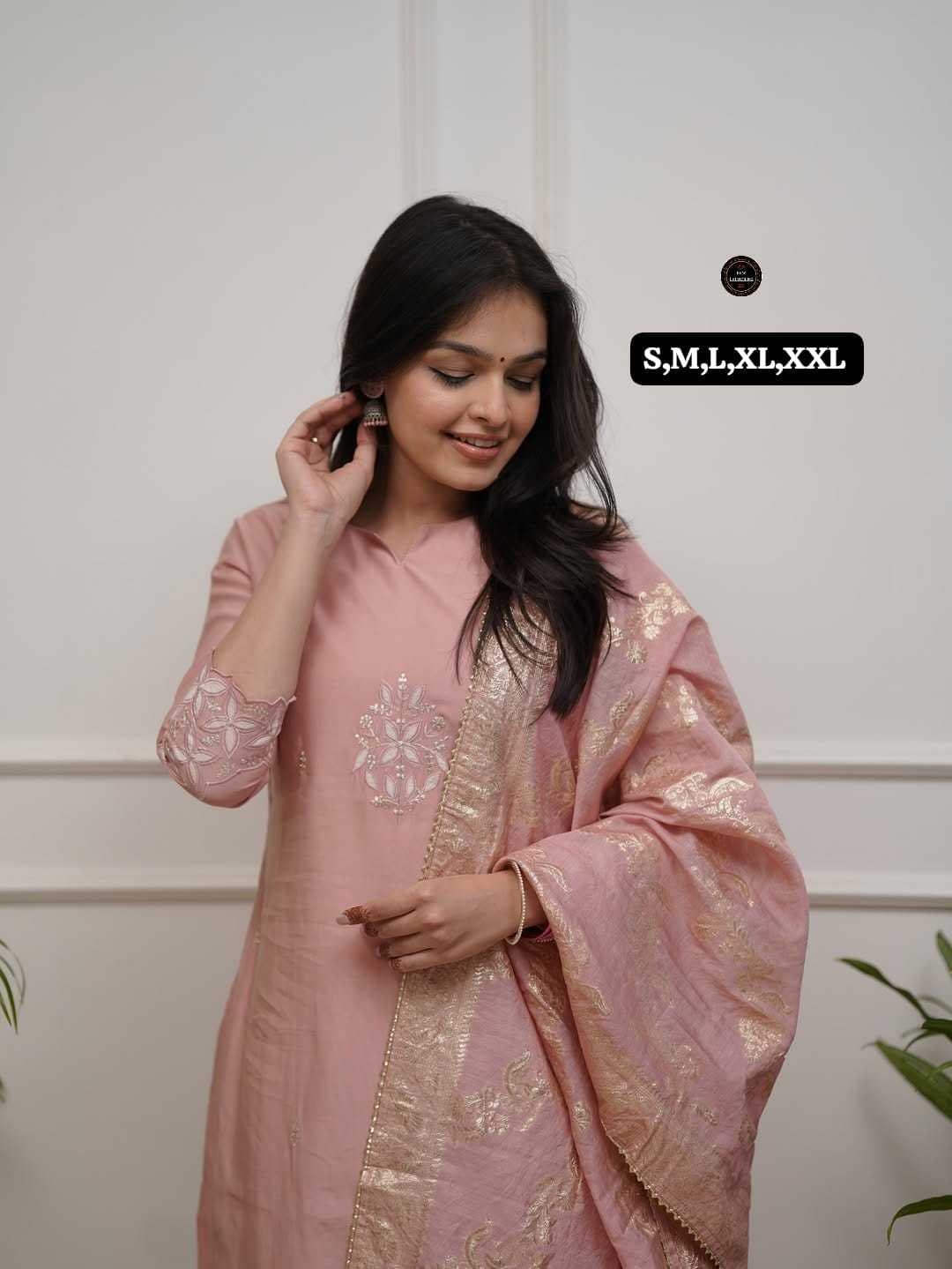 Chanderi Soft Designer Kurti in Peach