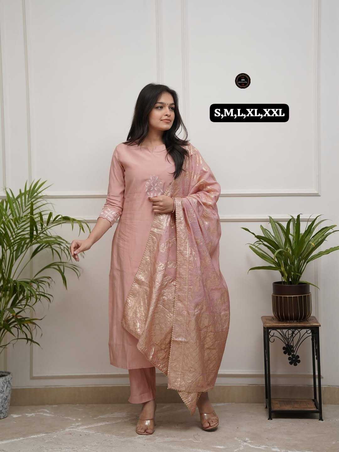 Chanderi Soft Designer Kurti in Peach