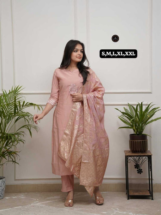 Chanderi Soft Designer Kurti in Peach