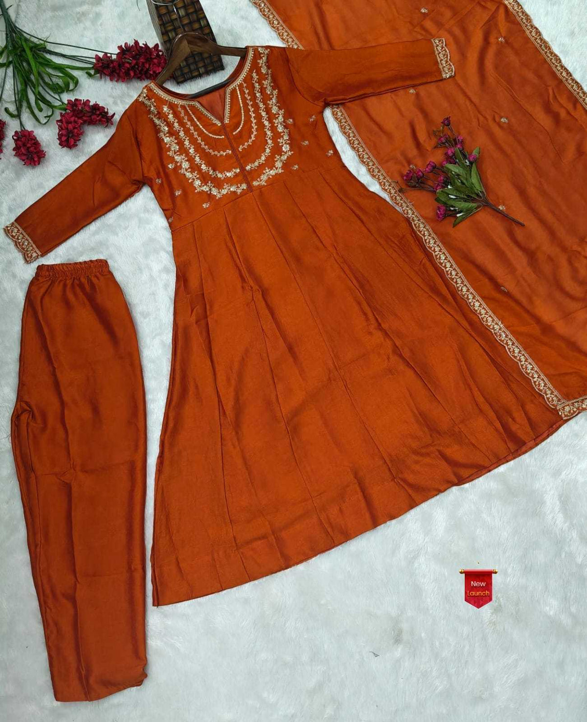 Aranya Vichitra Silk Embroidered Kurti