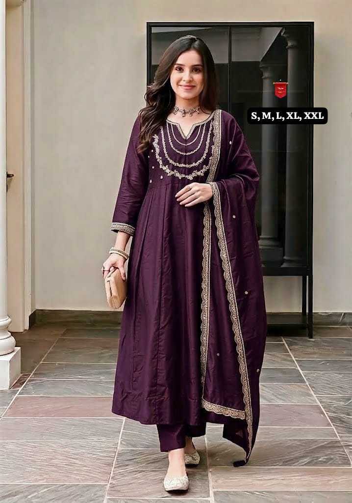 Aranya Vichitra Silk Embroidered Kurti