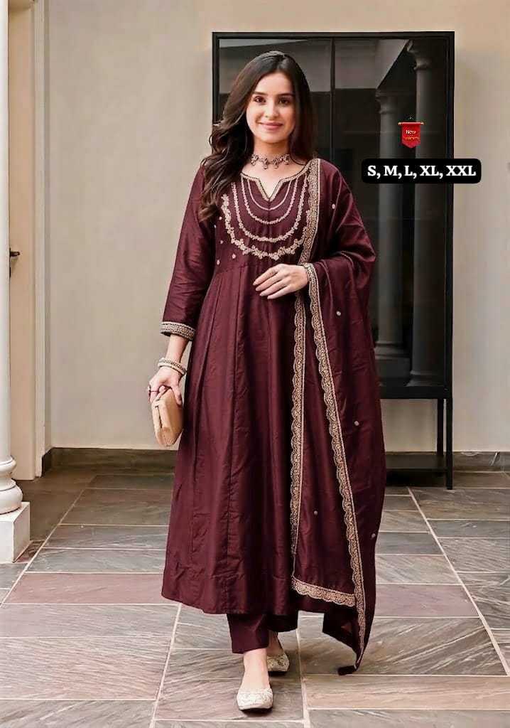 Aranya Vichitra Silk Embroidered Kurti