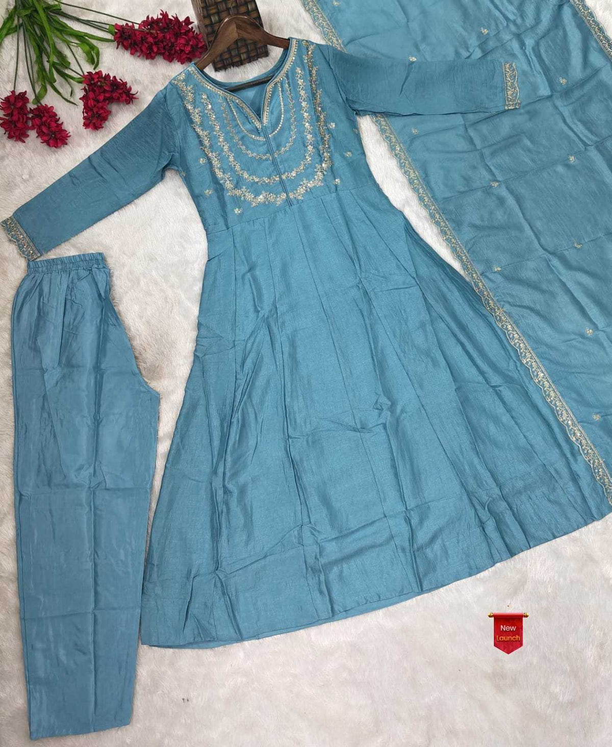 Aranya Vichitra Silk Embroidered Kurti