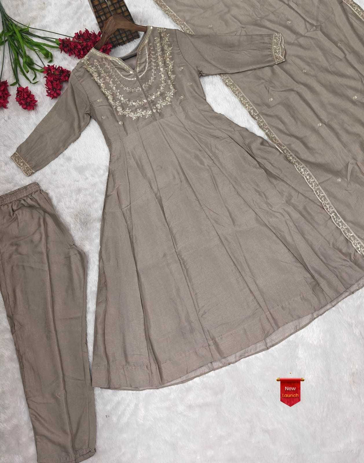 Aranya Vichitra Silk Embroidered Kurti