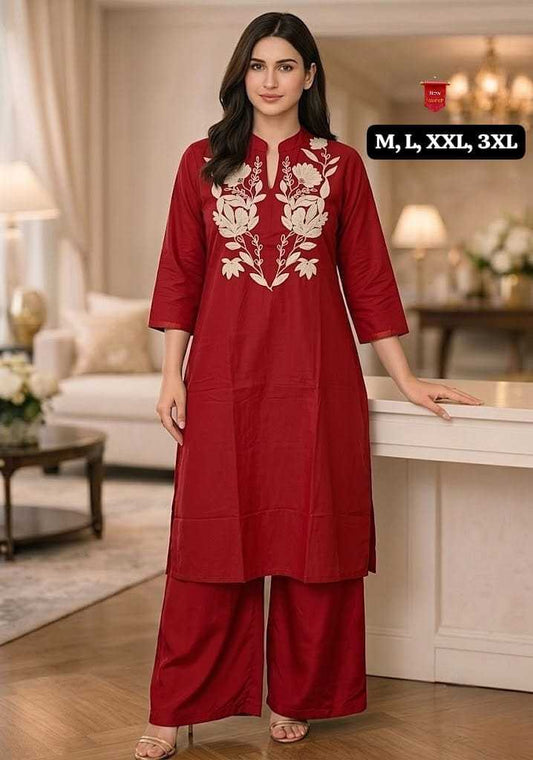 Supriya Cotton Designer Kurti in Red