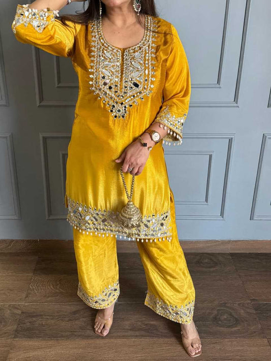 Chinon Embroidery Suit in Jungle Green