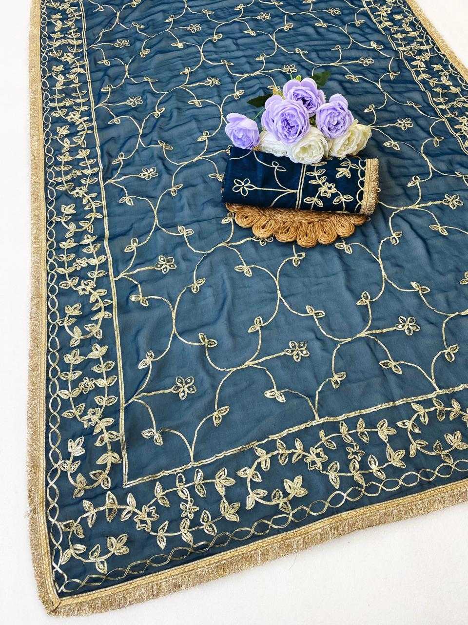 Georgette Saree in Sky