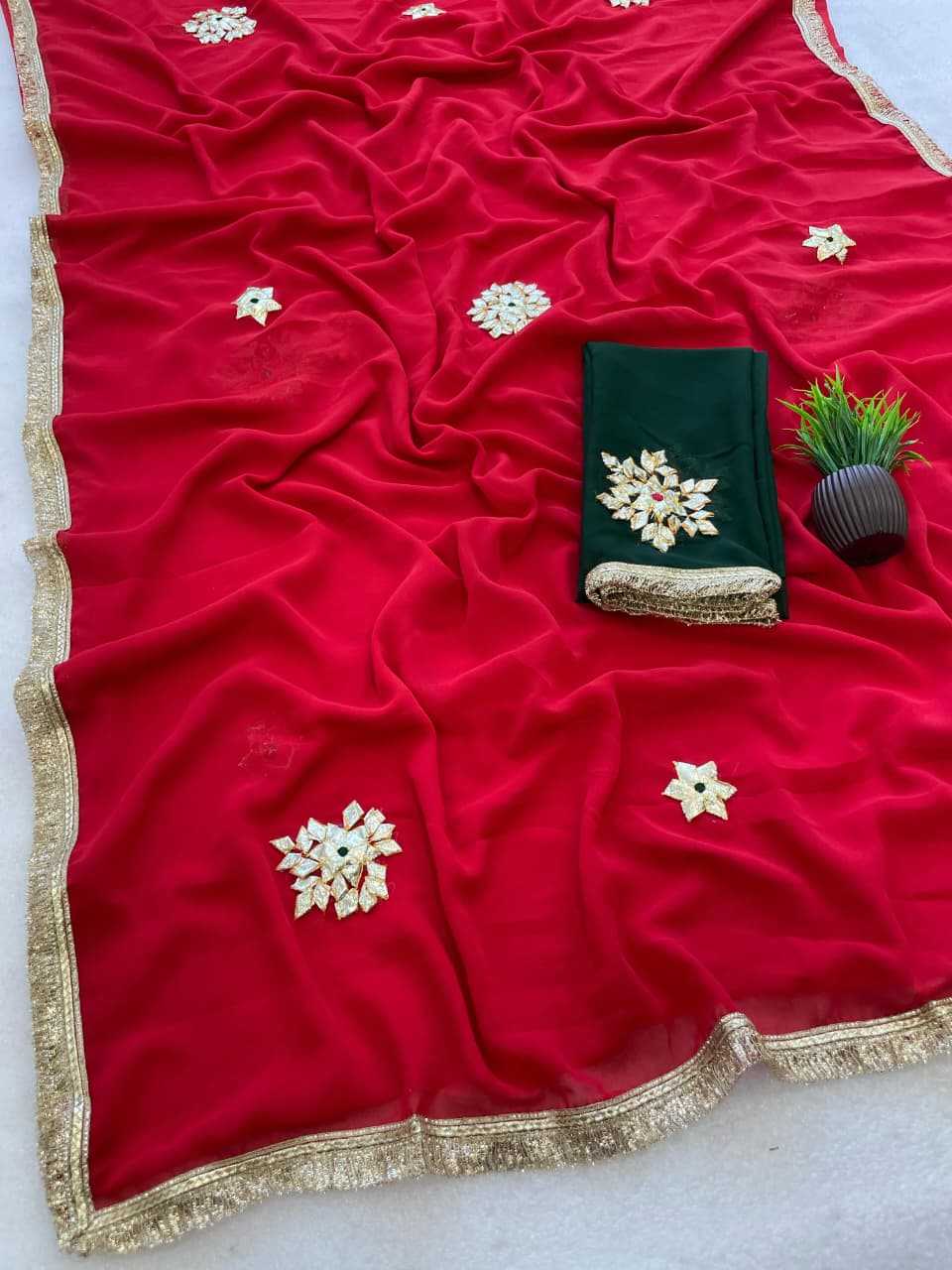 Georgette Party Wear Saree in Red