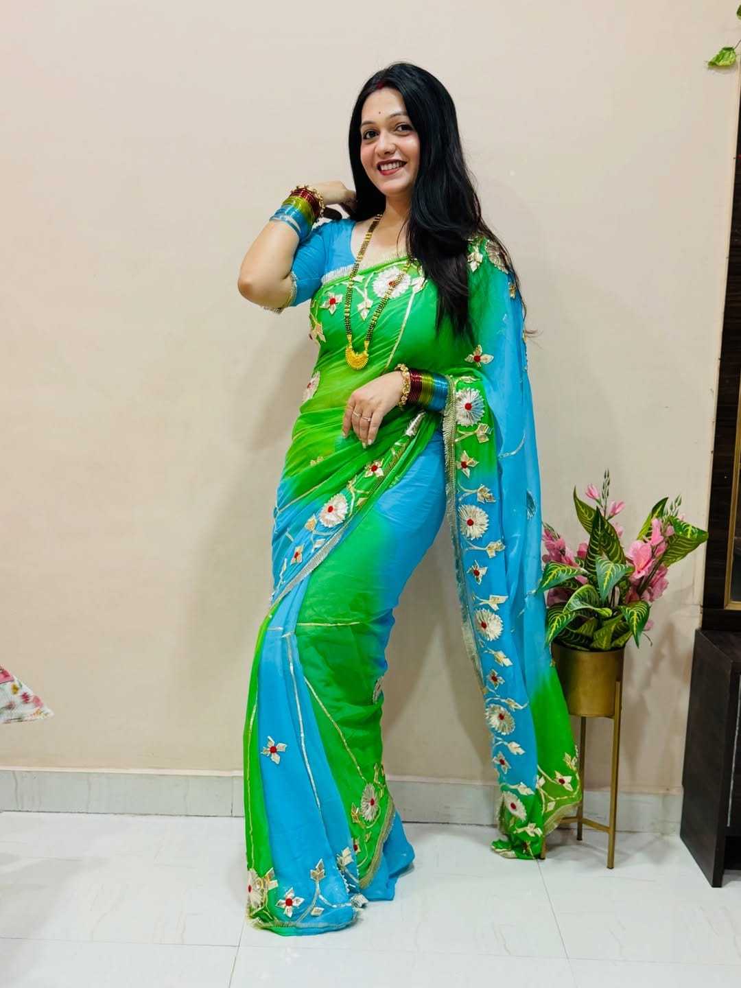 Chiffon Saree in Green