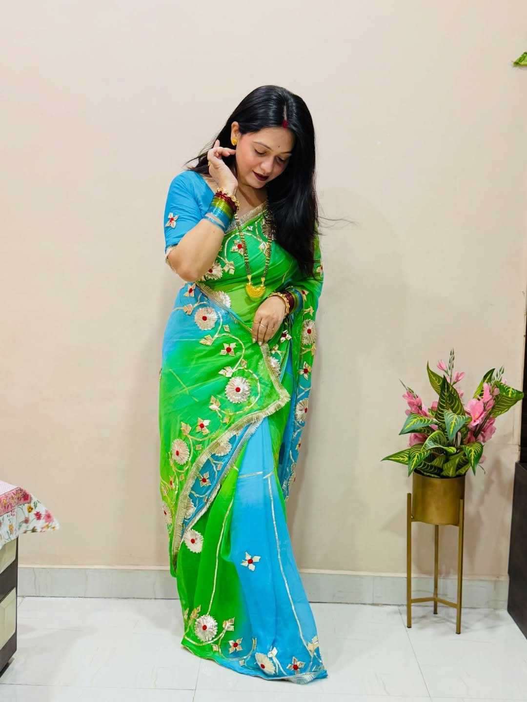 Chiffon Saree in Green