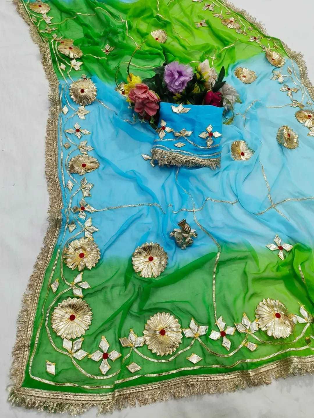 Chiffon Saree in Green