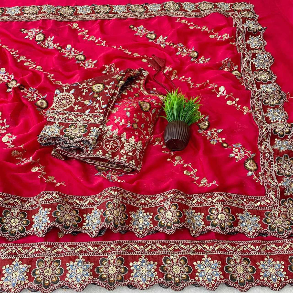 Rangoli Silk Soft Saree in White