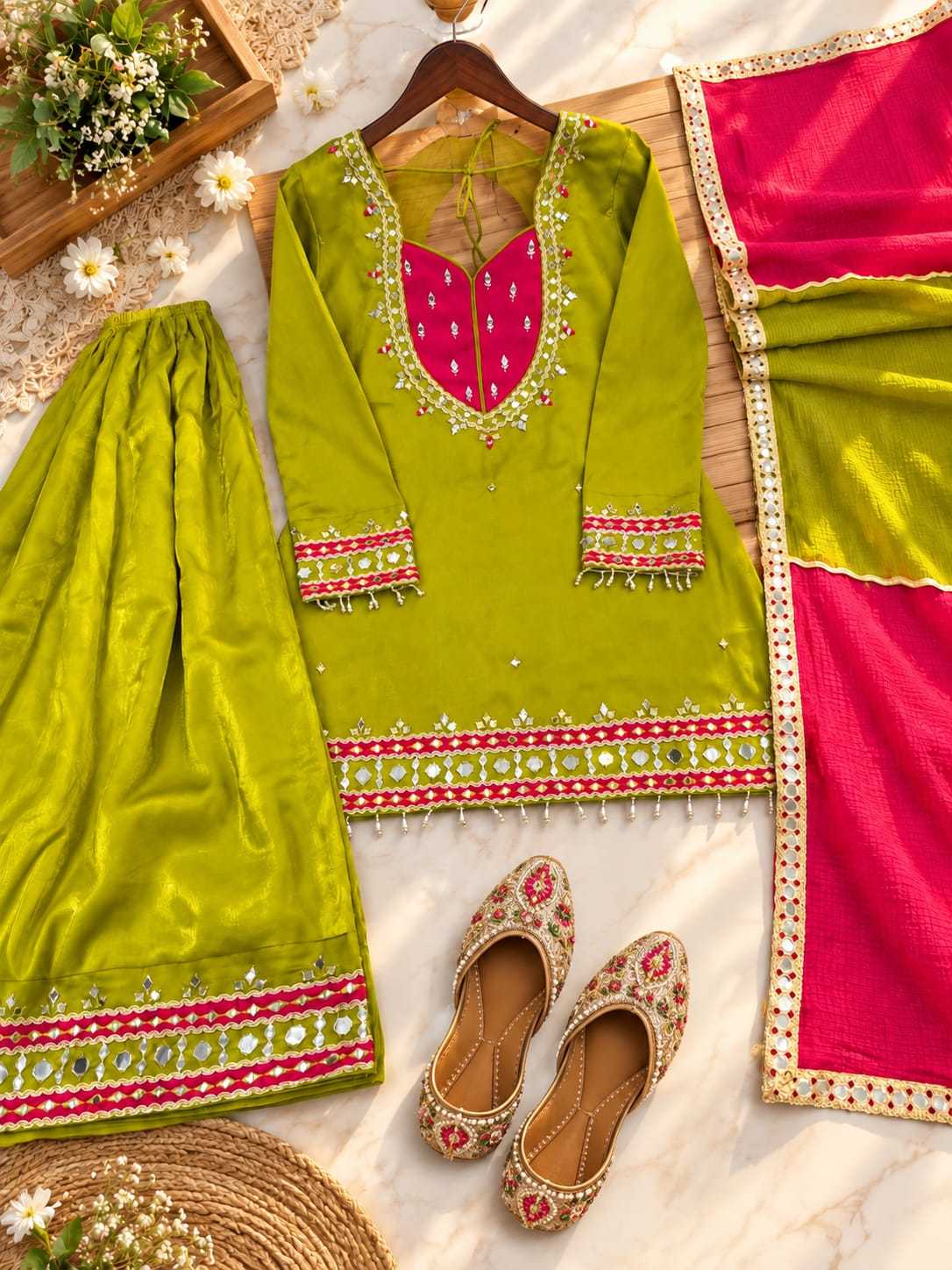 Heavy Roman Silk Palazzo Suit