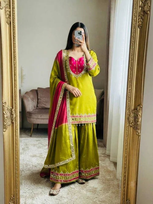 Heavy Roman Silk Palazzo Suit