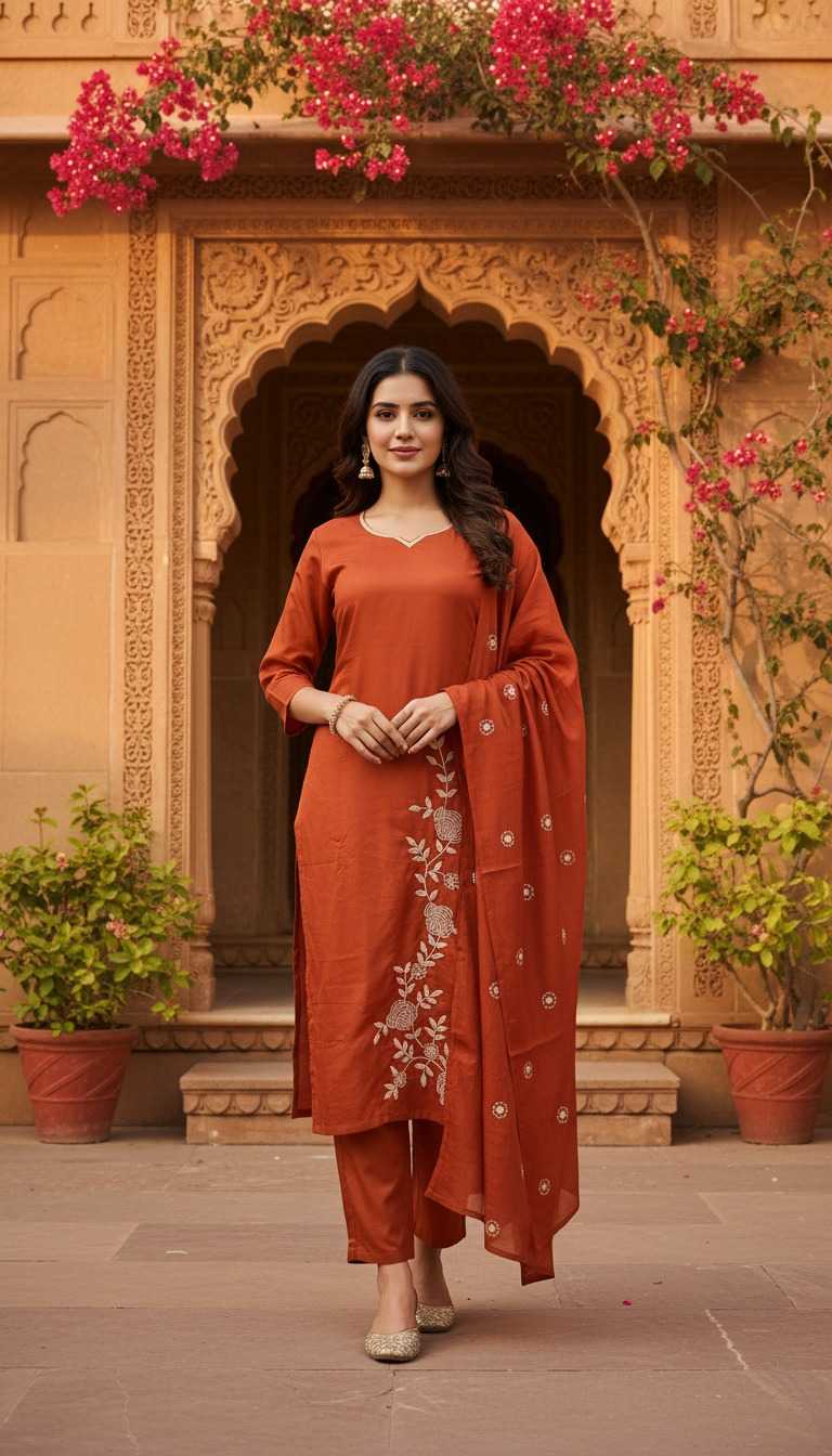 Heavy Roman Silk Ladies Suit