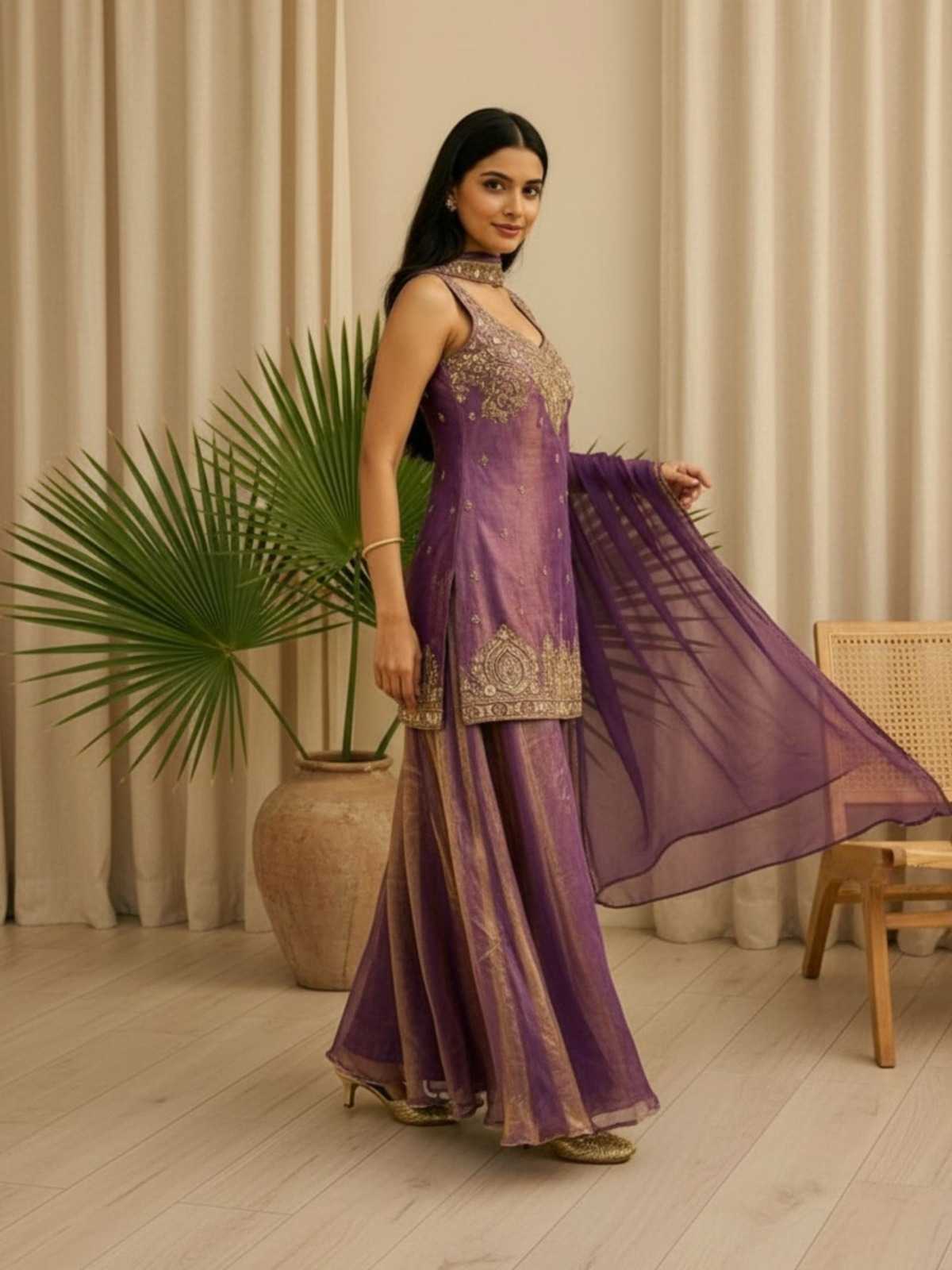 Satin Embroidery Suit 1022