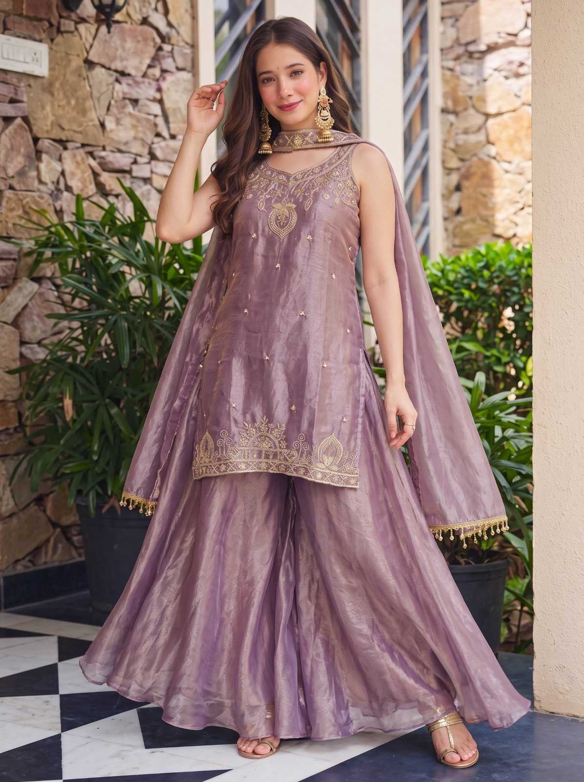 Satin Embroidery Suit 1022