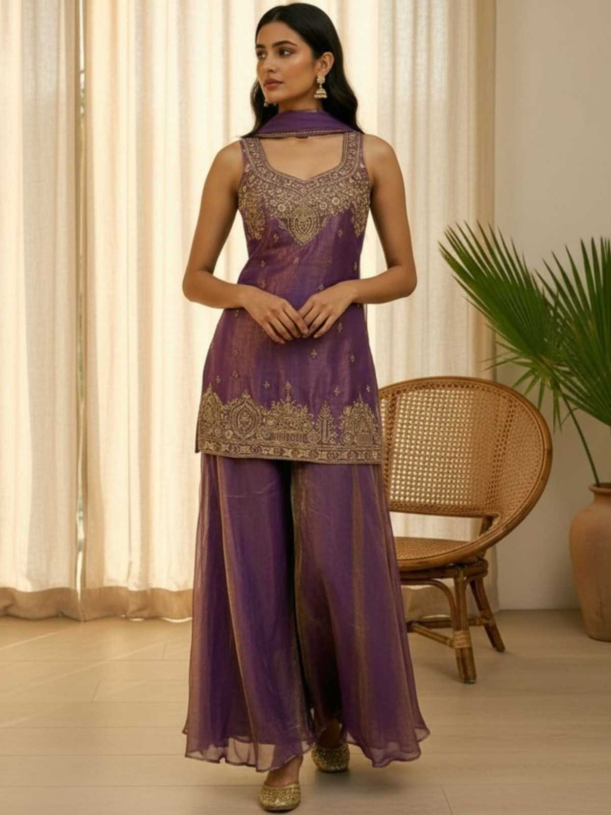 Satin Embroidery Suit 1022