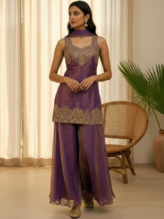 Satin Embroidery Suit 1022
