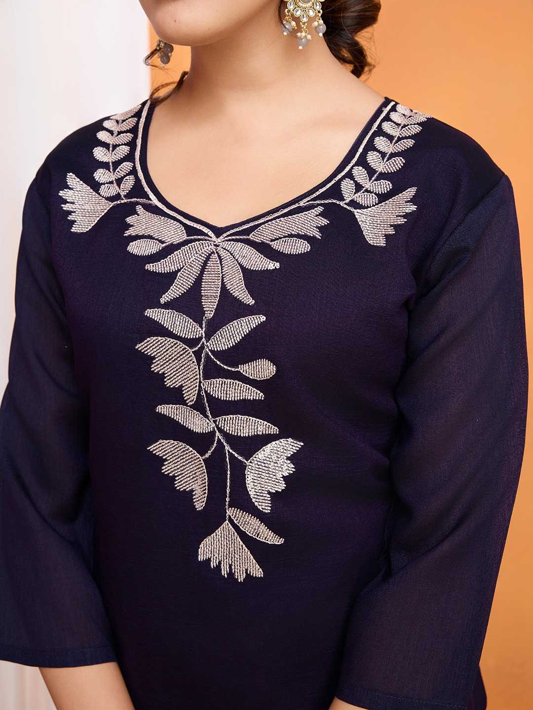 Soft Vichitra Party Wear Kurti