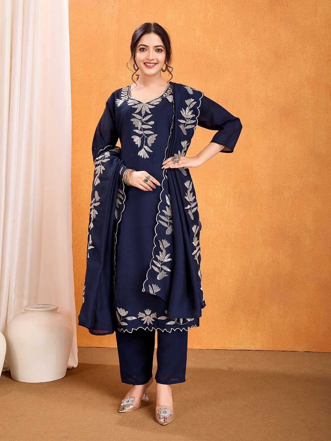 Soft Vichitra Party Wear Kurti