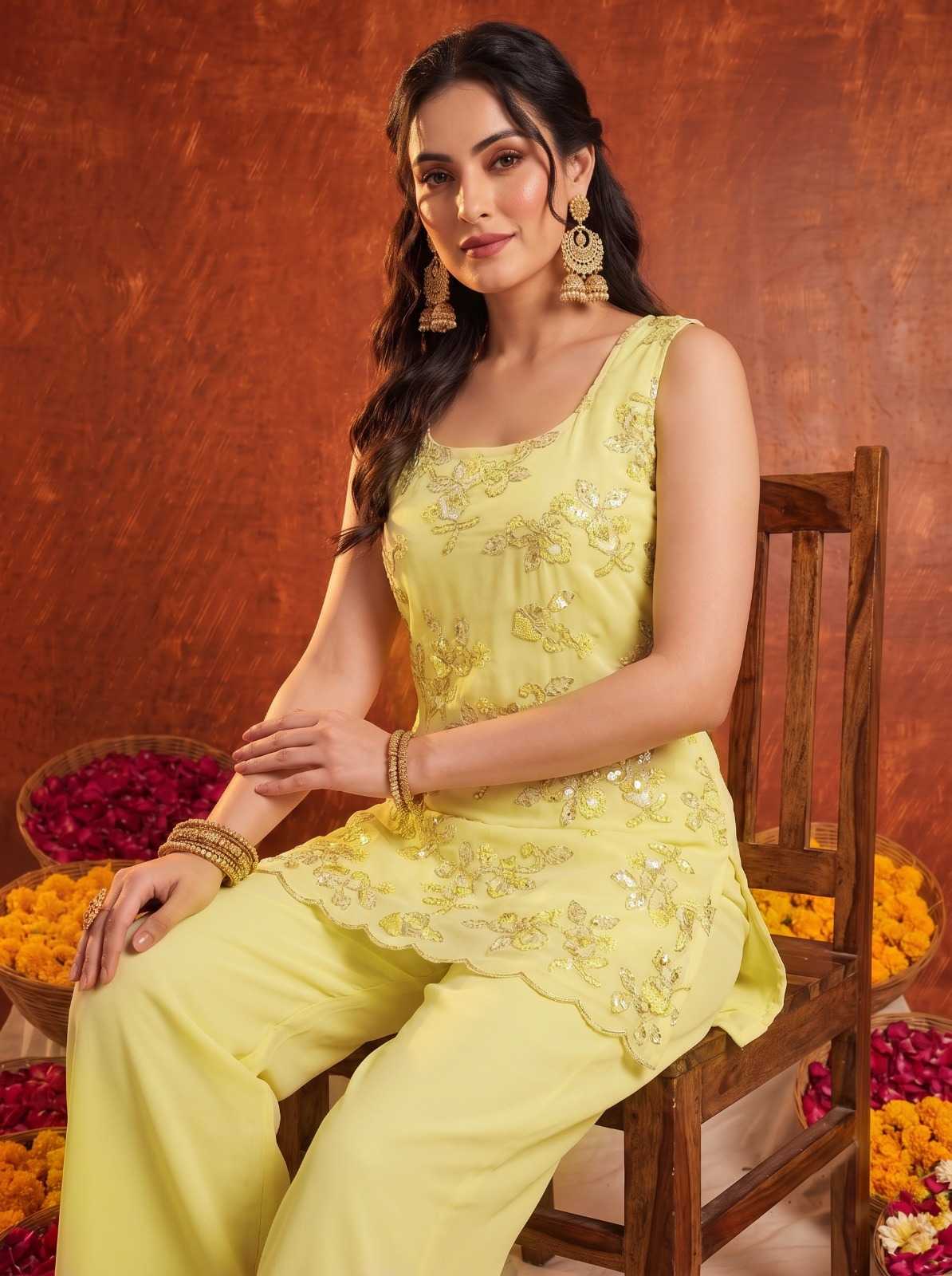 Faux Georgette Suit in Red