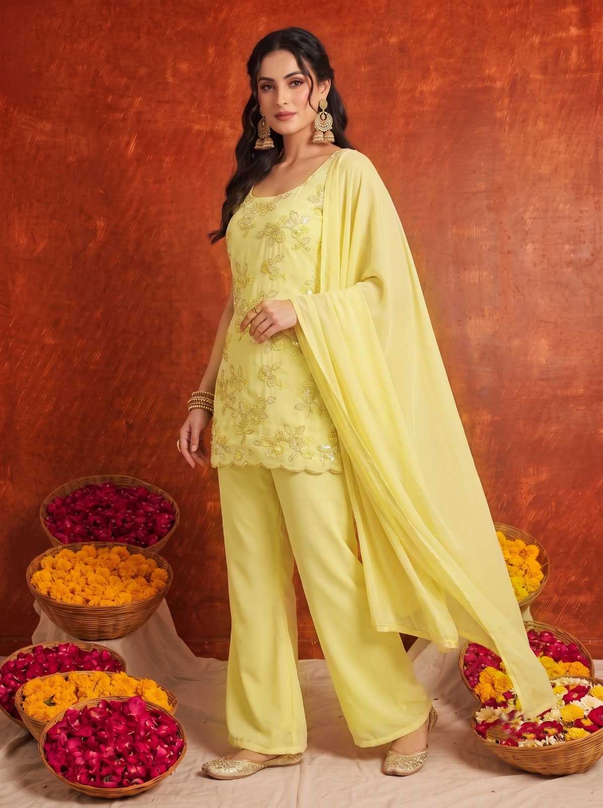 Faux Georgette Suit in Red