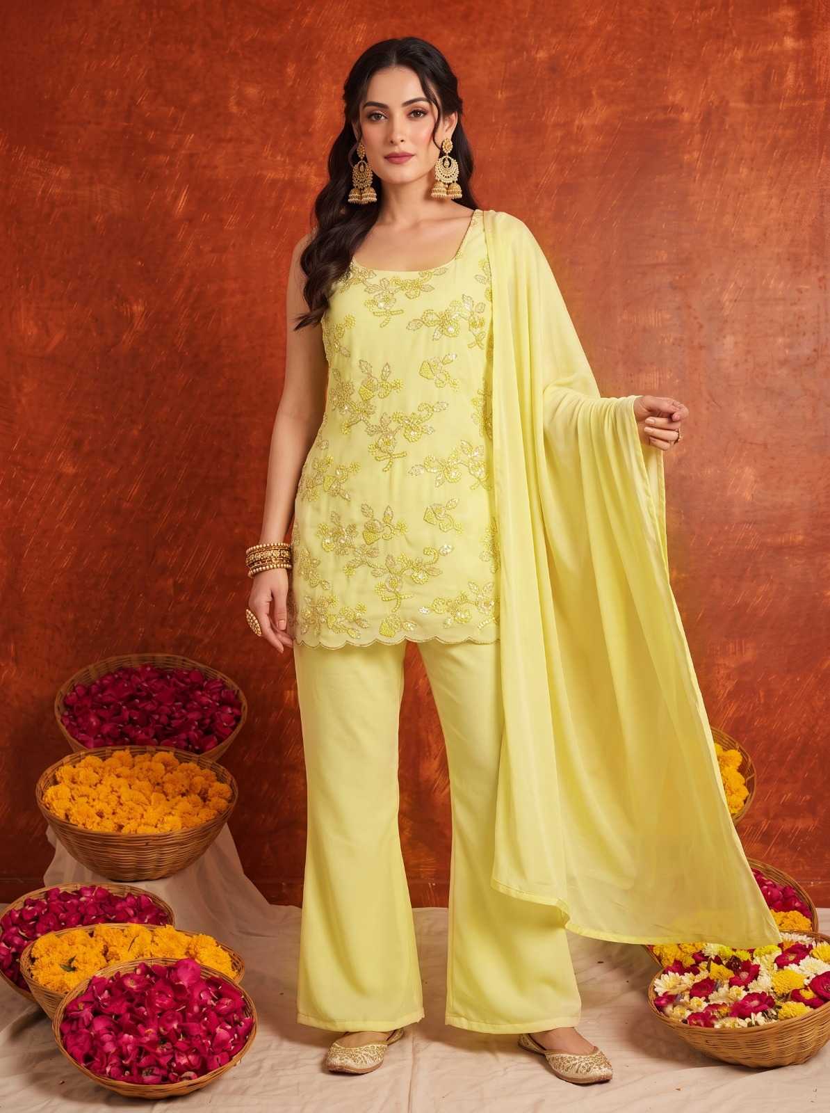 Faux Georgette Suit in Red