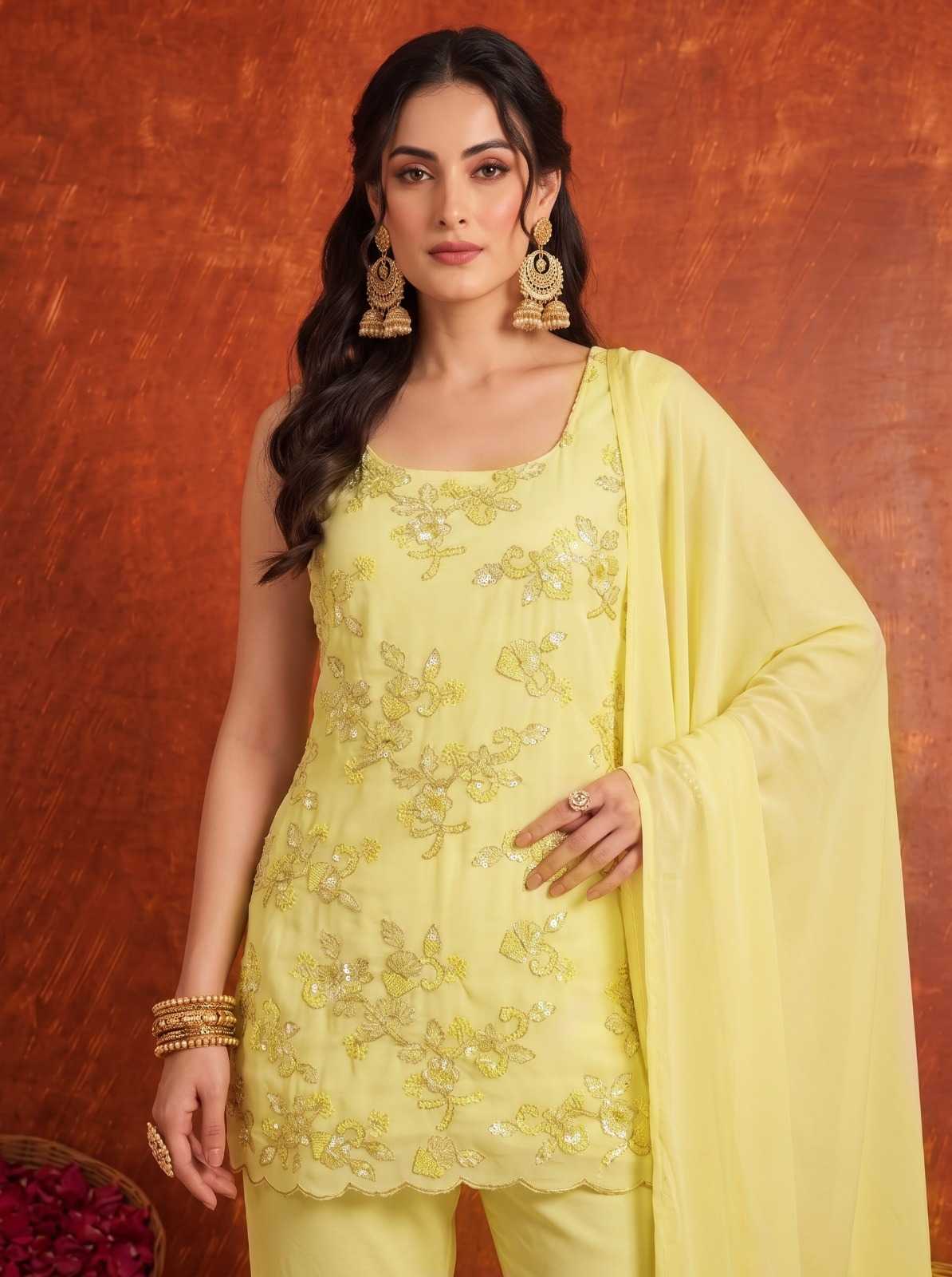 Faux Georgette Suit in Red
