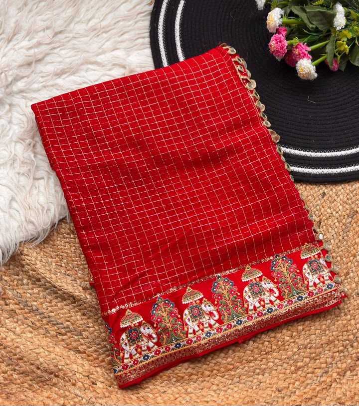 Barkha Premium Georgette Designer Saree in Red
