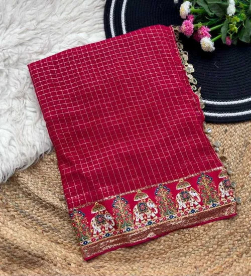 Barkha Premium Georgette Designer Saree in Red