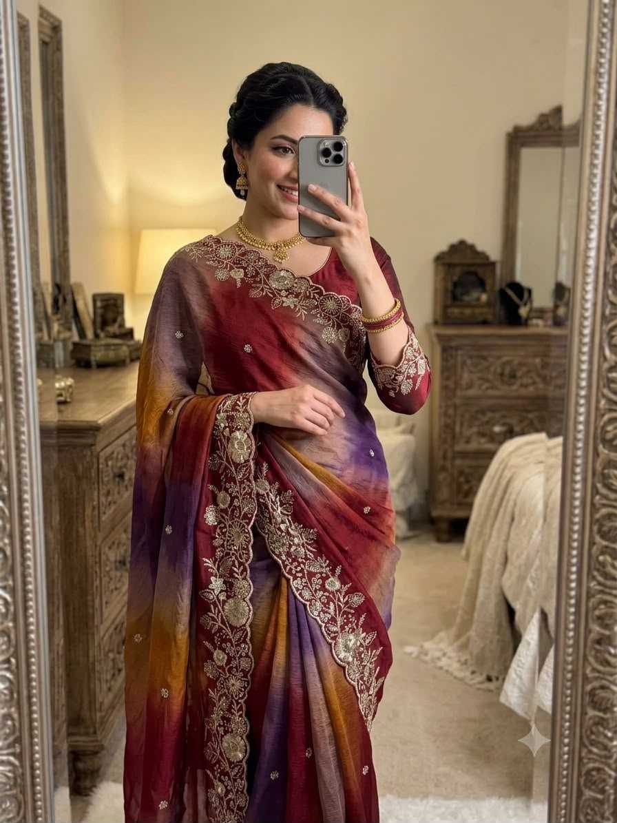 Devika Crush Silk Printed Saree
