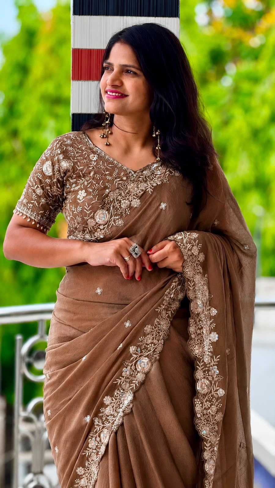 Falguni Soft Gold Crush Designer Saree