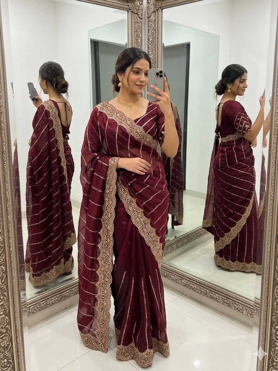 Satin Designer Saree