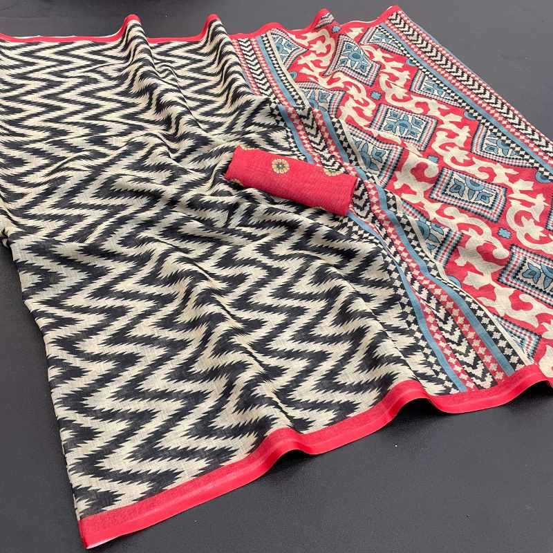 Uniform Soft Cotton Designer Saree