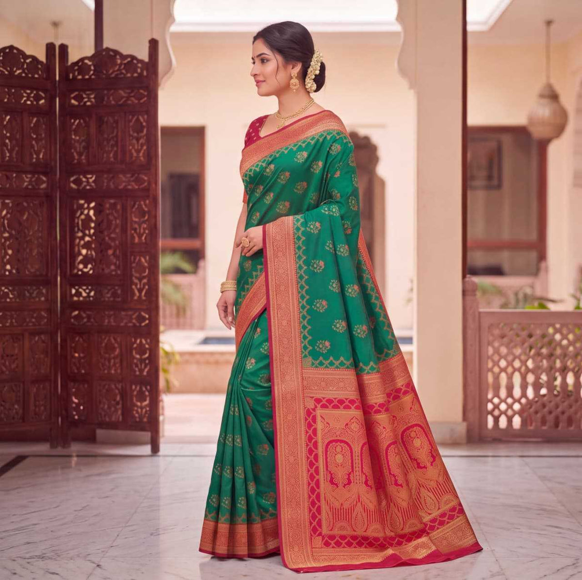 Romy Banarasi Soft Silk Saree
