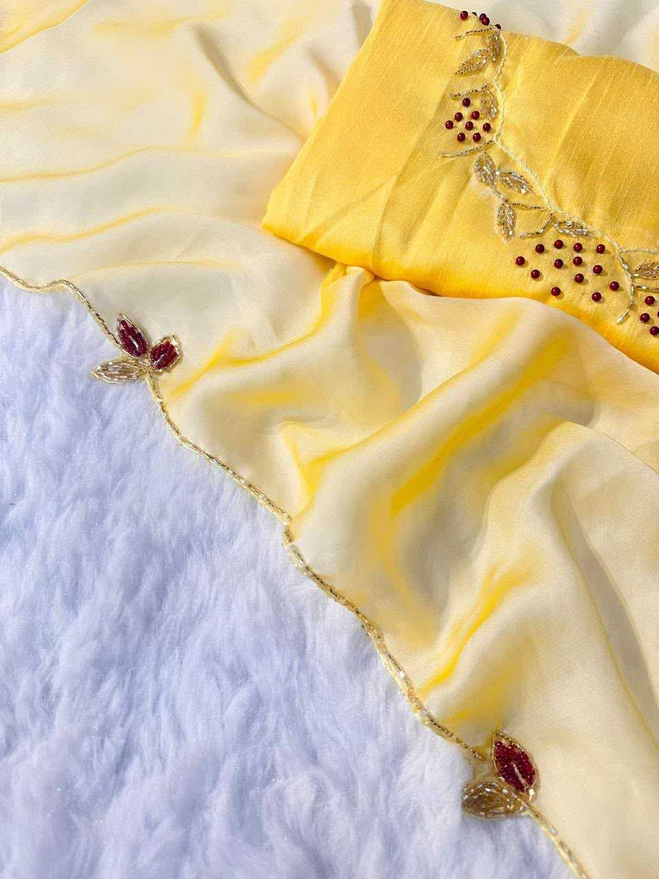 Aaradhana Rangoli Silk Party Wear Saree in Yellow