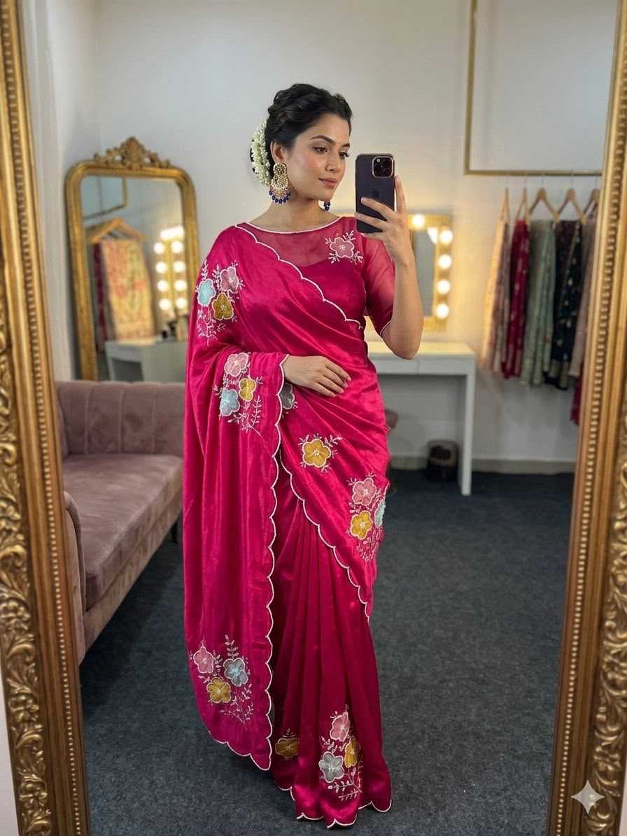 Aasmi Chinon Silk Soft Saree