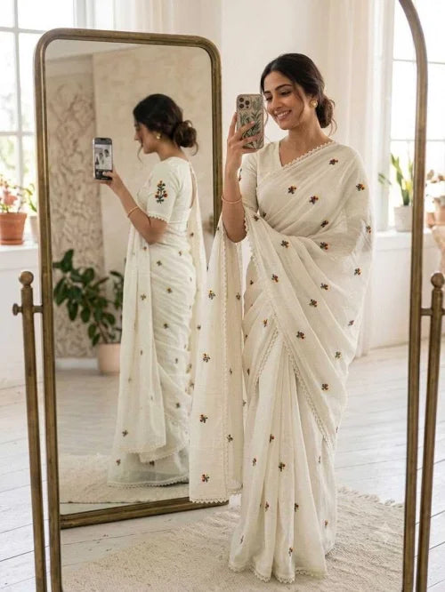 Akshara Soft Silk Saree in White