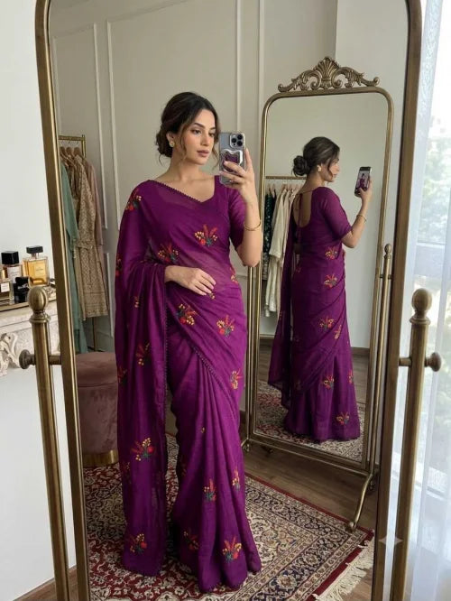 Amaira Soft Silk Saree in Red