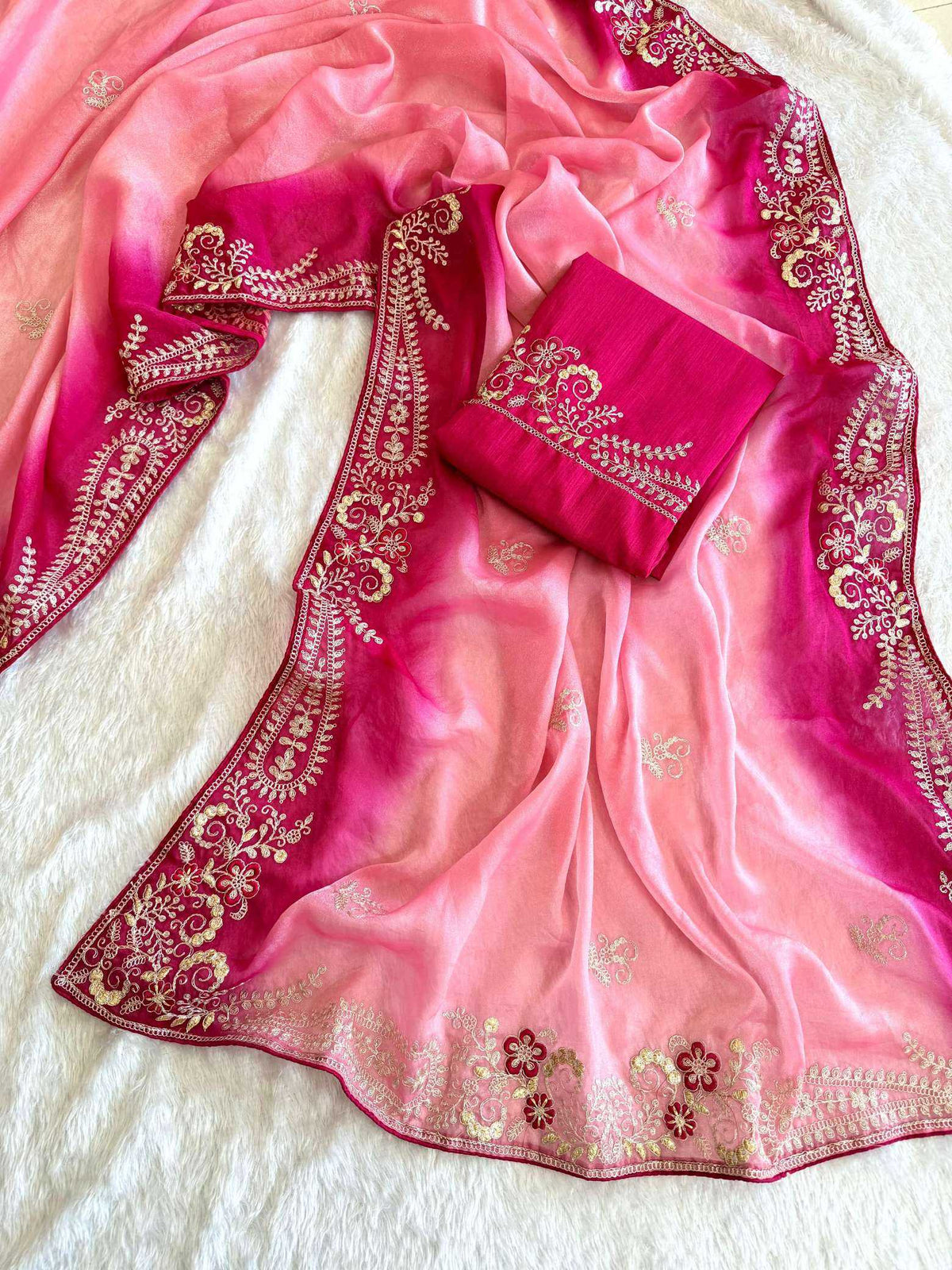 Amaira Soft Silk Saree in Light Red