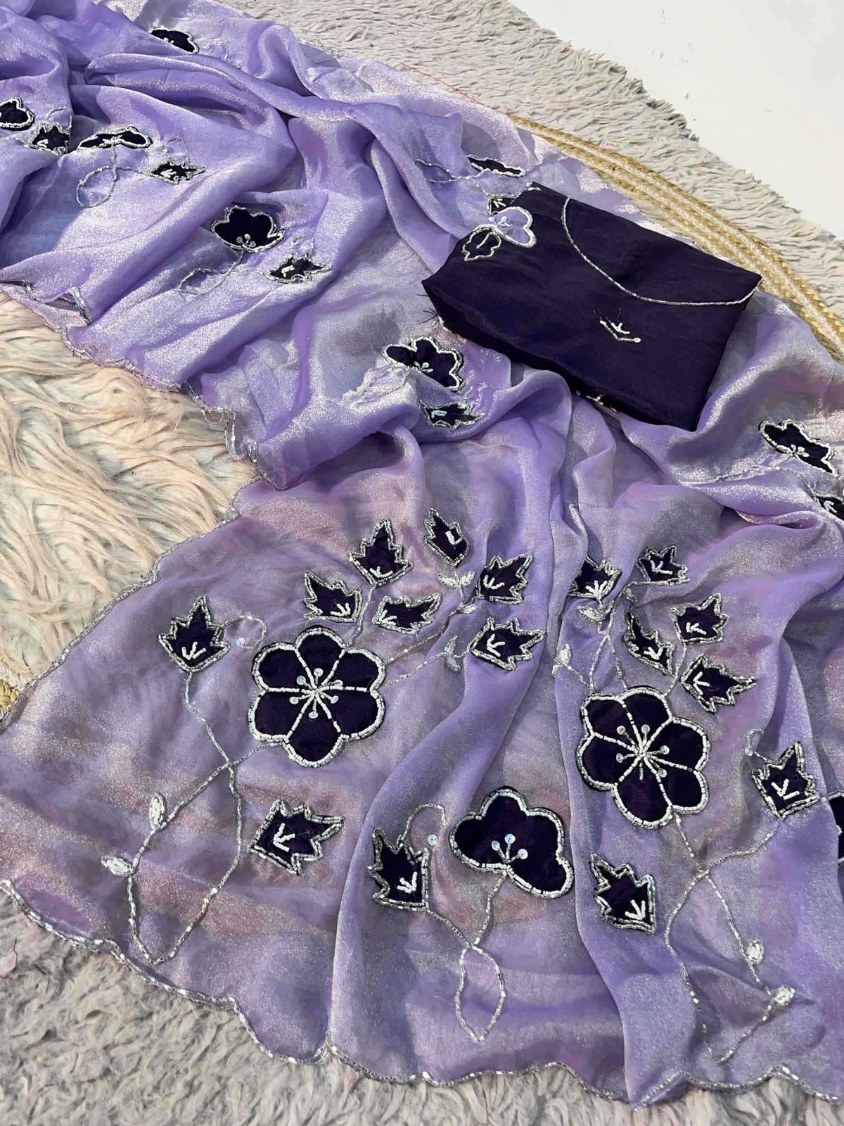 Dull Moss Designer Saree