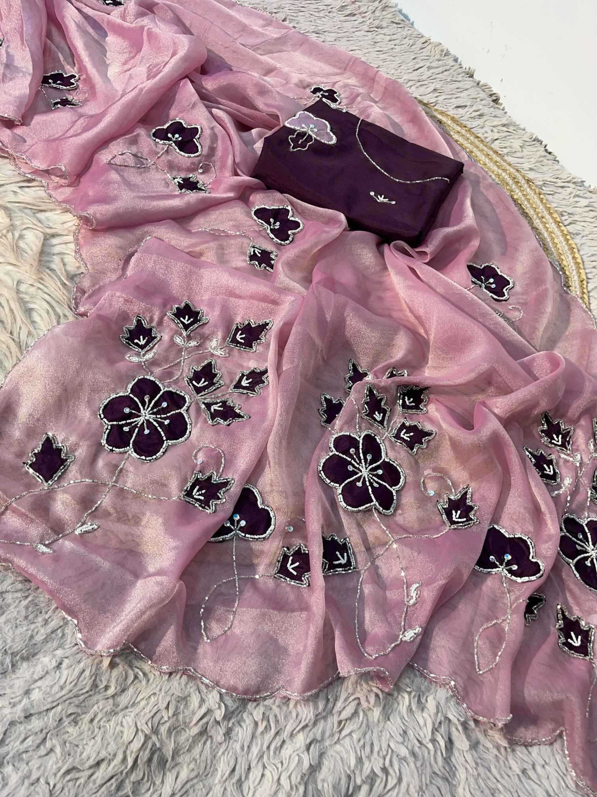 Dull Moss Designer Saree