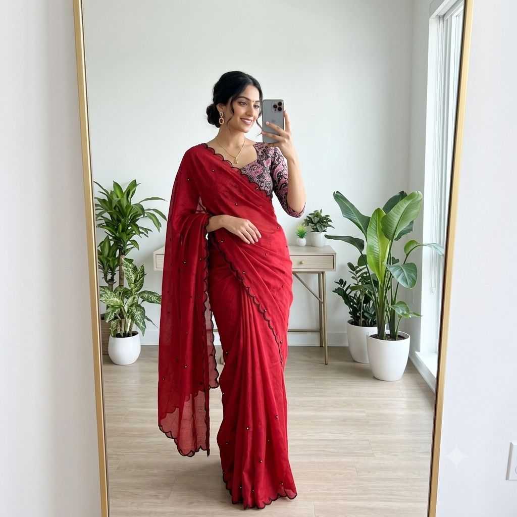 Chanderi Soft Party Wear Silk Saree